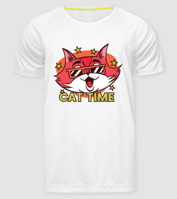 Cat Time Momentul pisicii model alb pe tricou