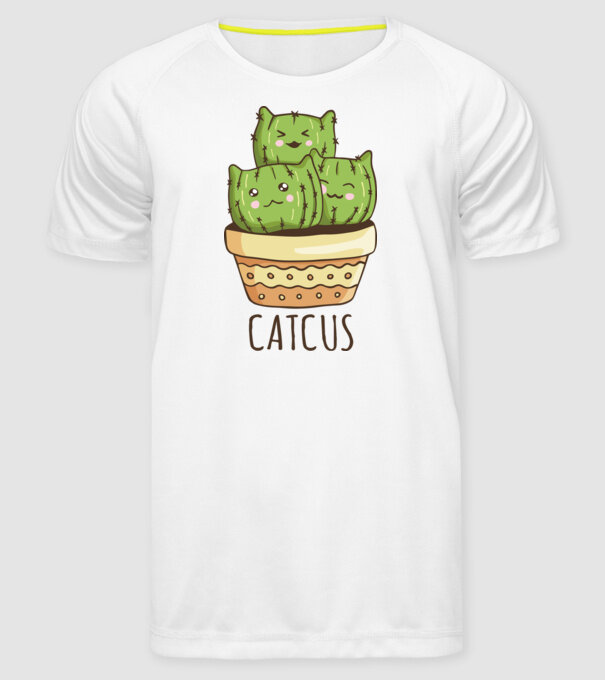 Catcus Pisică Cactus model alb pe tricou