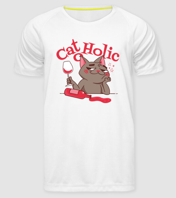 Catoholic - iubitor de pisici model alb pe tricou
