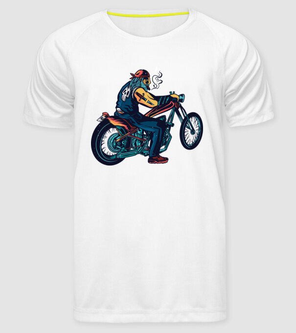 Motociclist Chopper model alb pe tricou