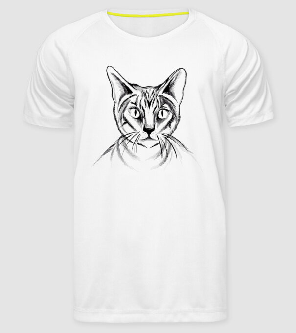 Pisică desen model alb pe tricou