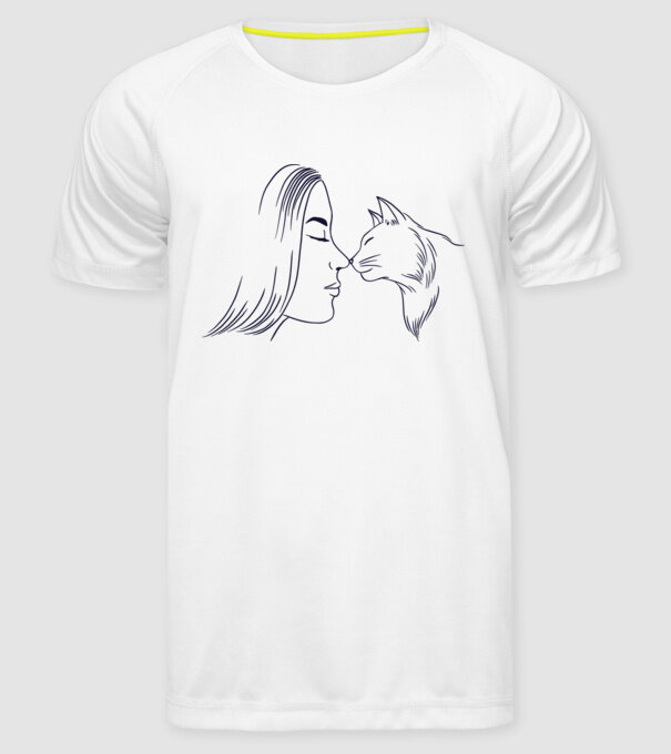 Dragoste Pisică model alb pe tricou