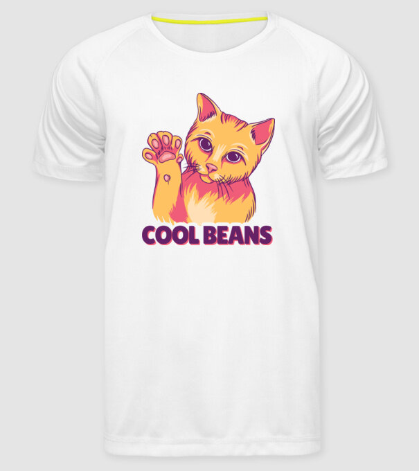 Cool Beans - talpă pisică model alb pe tricou