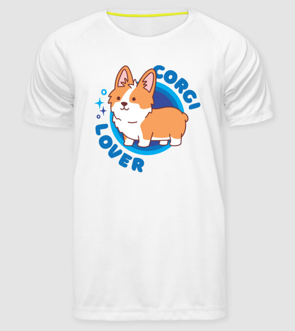 Corgi Lover model alb pe tricou