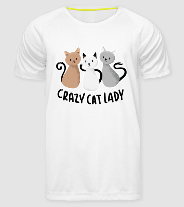 Crazy Cat Lady - fată nebună cu pisică model alb pe tricou