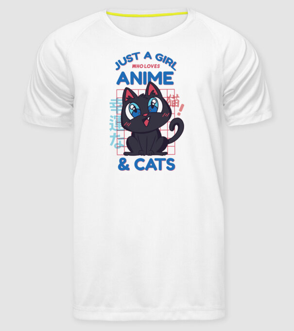 Doar o fată căreia îi place Anime și Pisicile model alb pe tricou