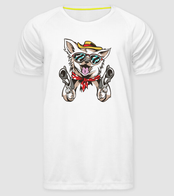 Chihuahua cu Pistol model alb pe tricou