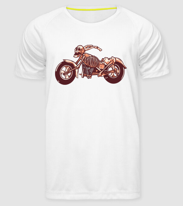 Motocicletă cu Schelet model alb pe tricou