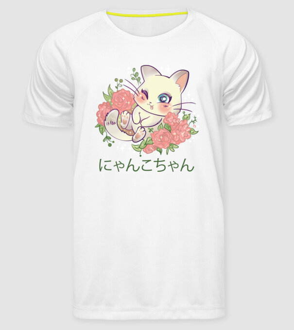 Pisicuță drăguță Anime model alb pe tricou