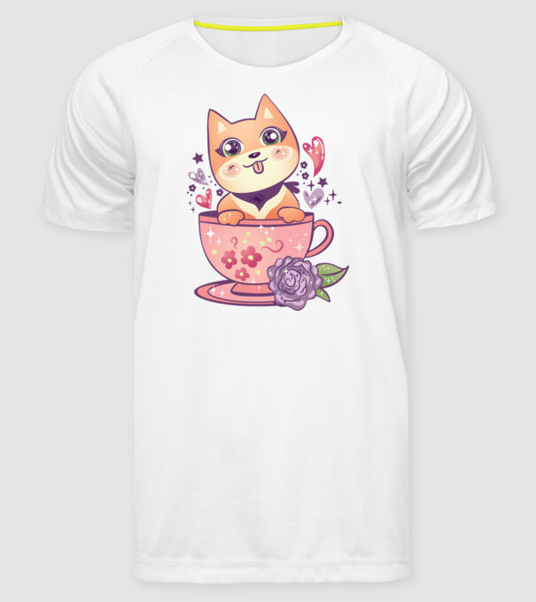 Câine drăguț Anime model alb pe tricou