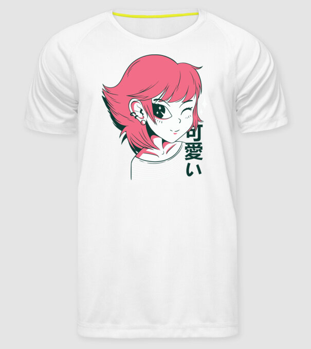 Fată drăguță Anime model alb pe tricou
