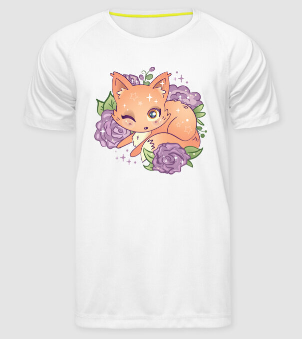Vulpe Drăguță Anime model alb pe tricou