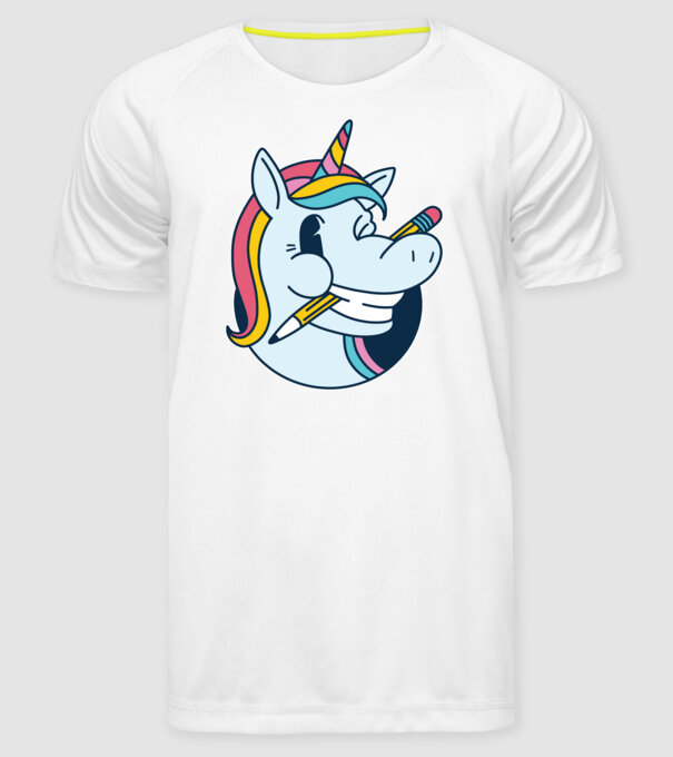 Elev Unicorn drăguț model alb pe tricou