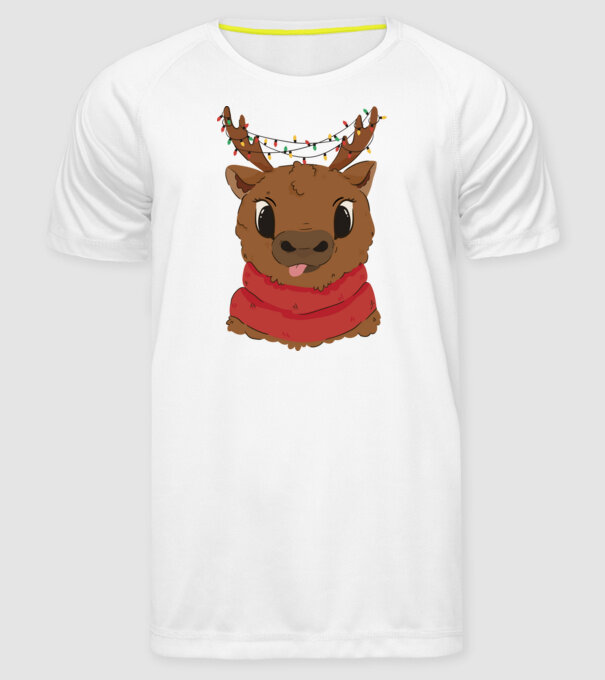 Ren drăguț de Crăciun model alb pe tricou