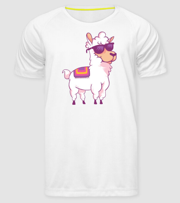 Llama drăguț model alb pe tricou