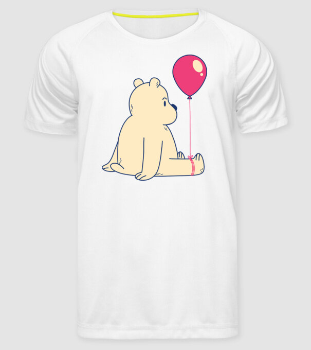 Teddy Drăguț cu Balon model alb pe tricou