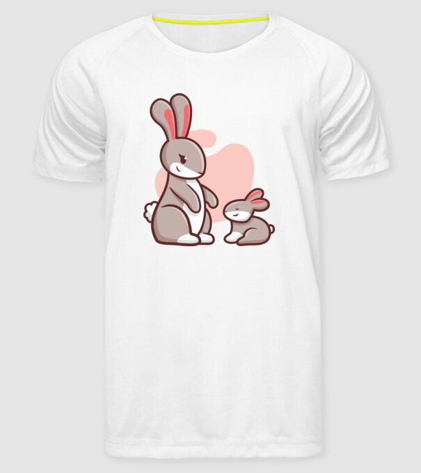 Iepurași drăguți model alb pe tricou