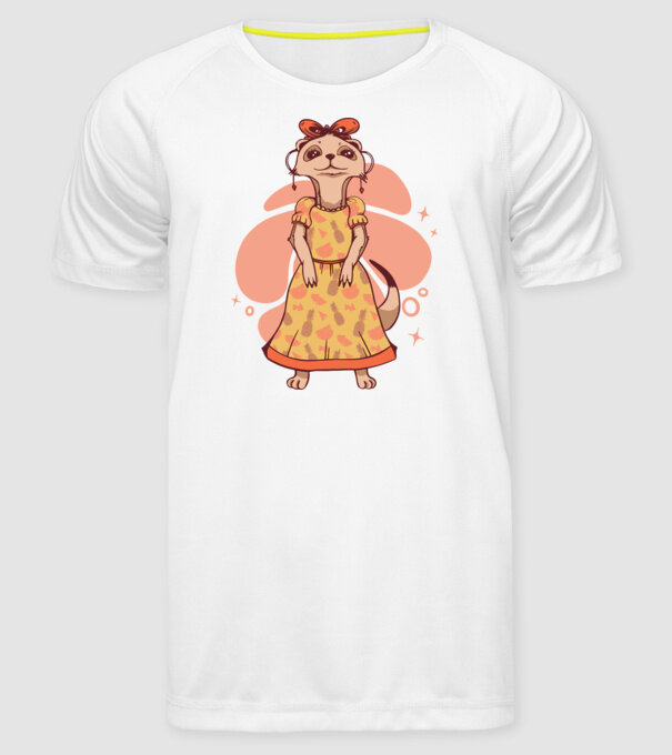 Suricată drăguță model alb pe tricou