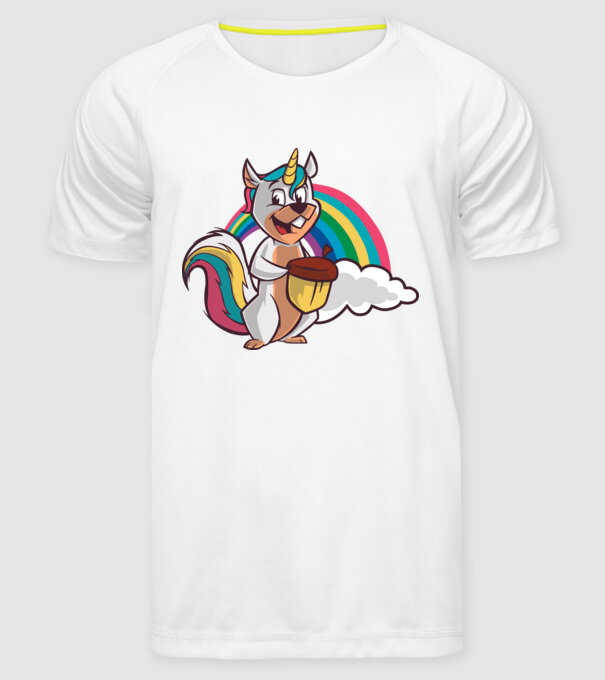 Unicorn drăguț Veveriță model alb pe tricou