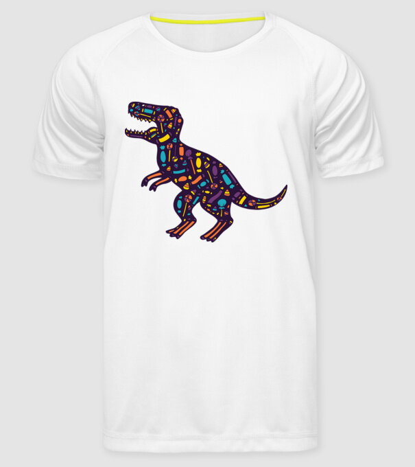 Dino bomboane model alb pe tricou