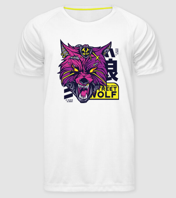 Cap de lup Cyberpunk model alb pe tricou