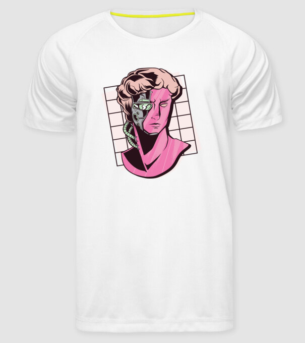 Statuie Cyborg model alb pe tricou
