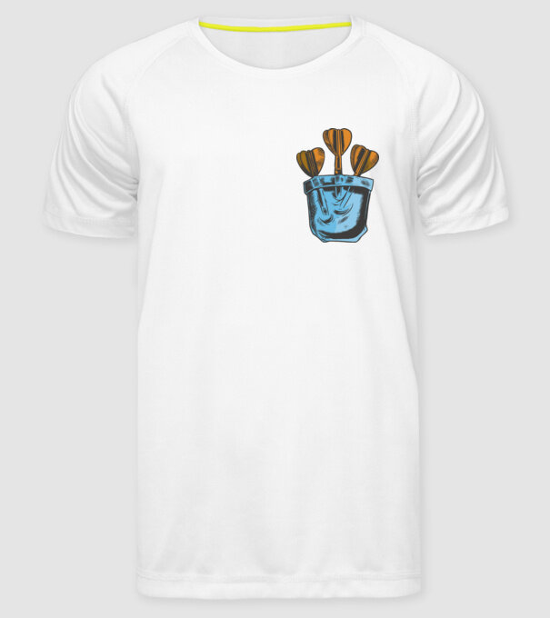 Darts buzunar model alb pe tricou