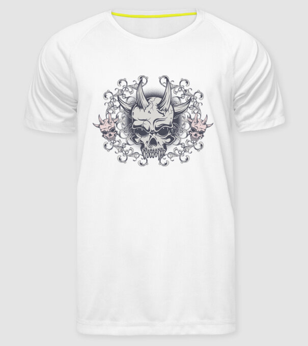 Devil Skull model alb pe tricou