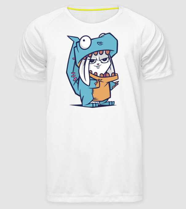 Costum de dinozaur model alb pe tricou