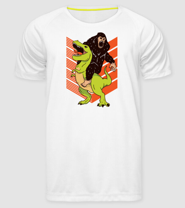 Dinozaur Yeti model alb pe tricou