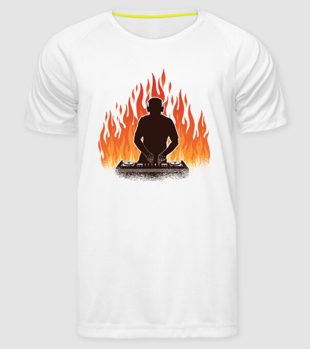 DJ Flăcări model alb pe tricou