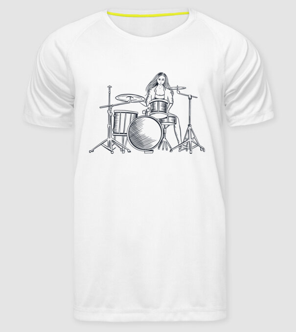 Fată Bateristă model alb pe tricou