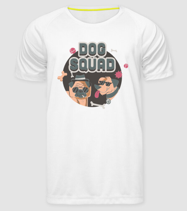Dog squad model alb pe tricou