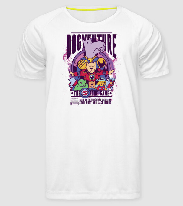 Dogventure The Bone Game model alb pe tricou