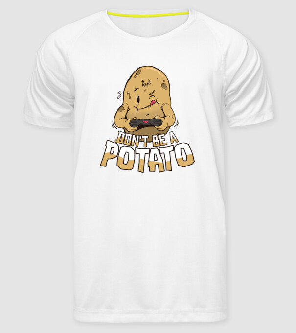 'Don''t be a Potato Gamer' model alb pe tricou