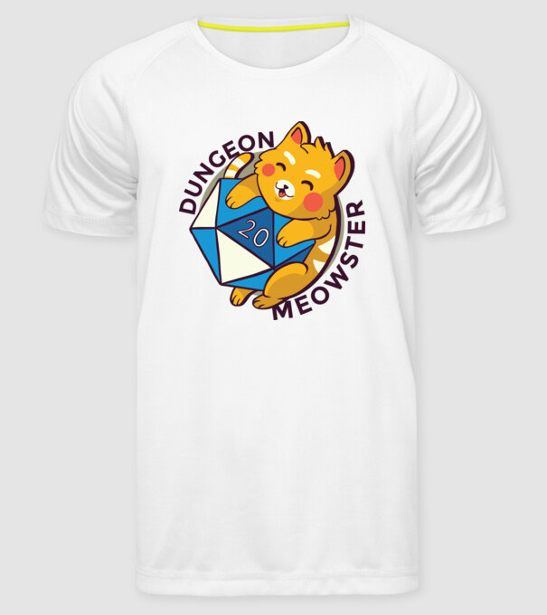 Dungeon Meowster joc de rol RPG tricou cu pisică model alb pe tricou