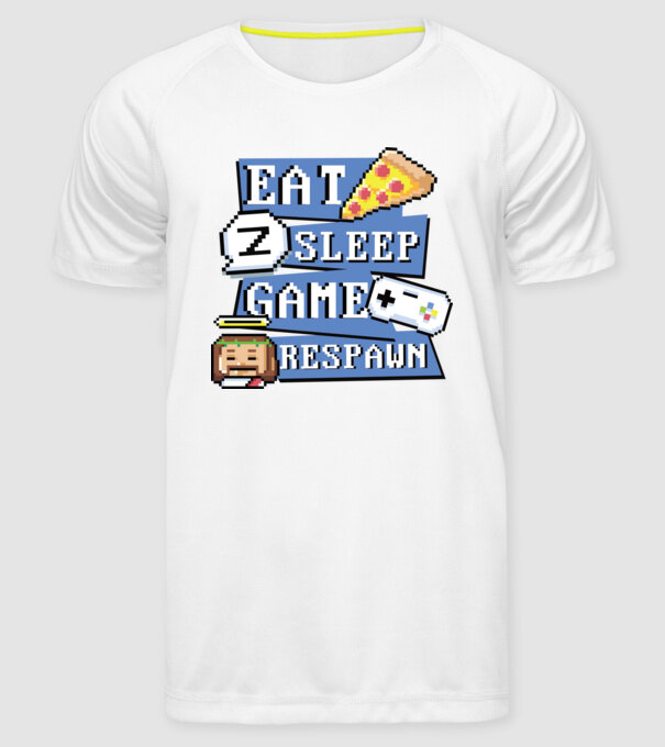 Eat, Sleep, Game respawn model alb pe tricou