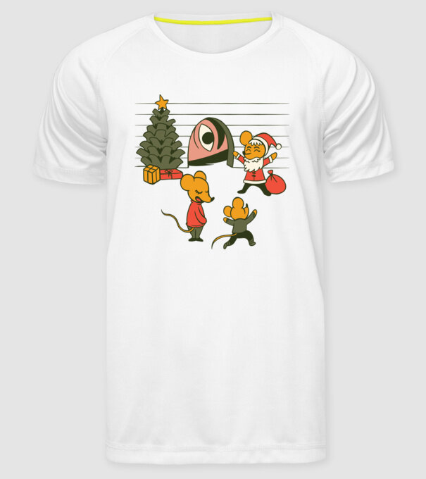 Crăciun Șoarece model alb pe tricou