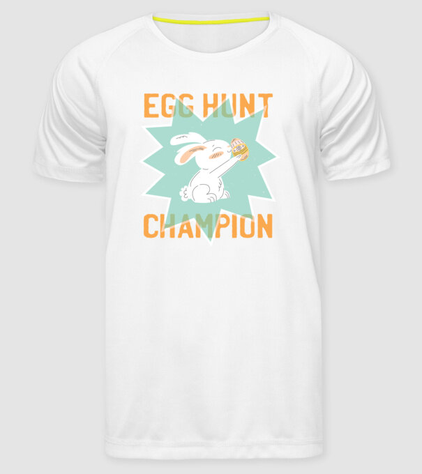 Egg Hunt Champion Campion la vânătoare de ouă model alb pe tricou