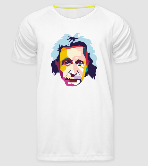 Einstein abstract model alb pe tricou