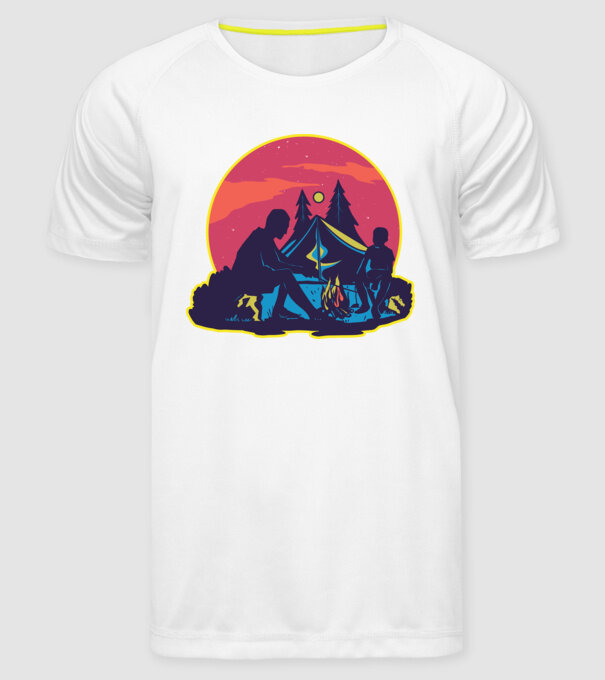 Campare pe timp de noapte model alb pe tricou
