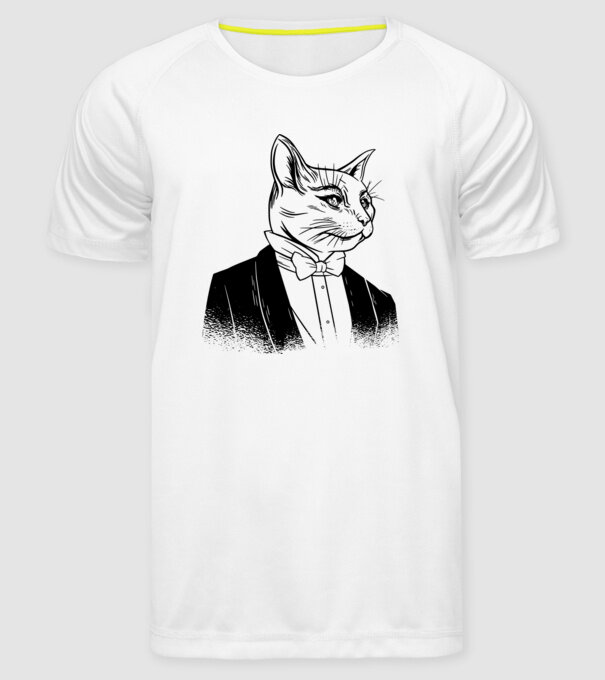 Pisică Elegantă model alb pe tricou