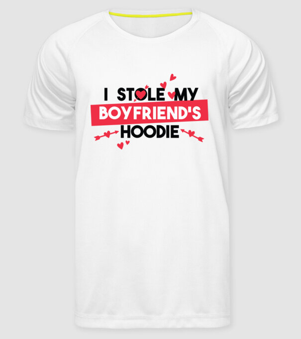 'Am furat puloverul prietenului meu pulover amuzant pentru Valentine''s Day' model alb pe tricou