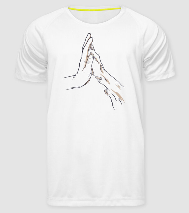 Prietenia câine om model alb pe tricou