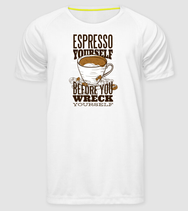 Espresso Yourself cu Cafea model alb pe tricou