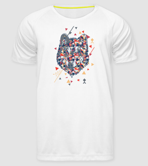 Lup - abstract model alb pe tricou