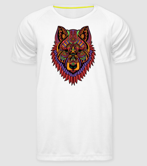 Cap de lup model alb pe tricou