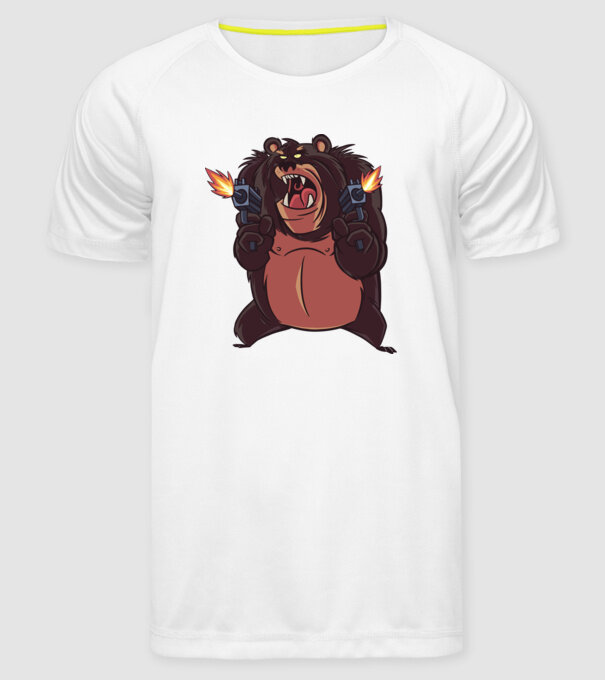 Urs înarmat model alb pe tricou