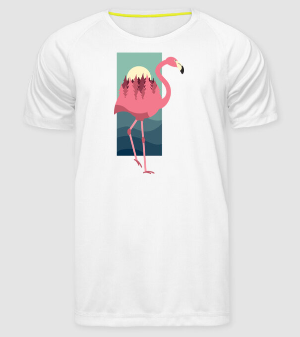 Flamingo Design model alb pe tricou