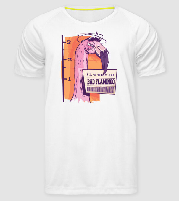 Flamingo arestat amuzant model alb pe tricou